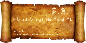 Pöstényi Ménrót névjegykártya